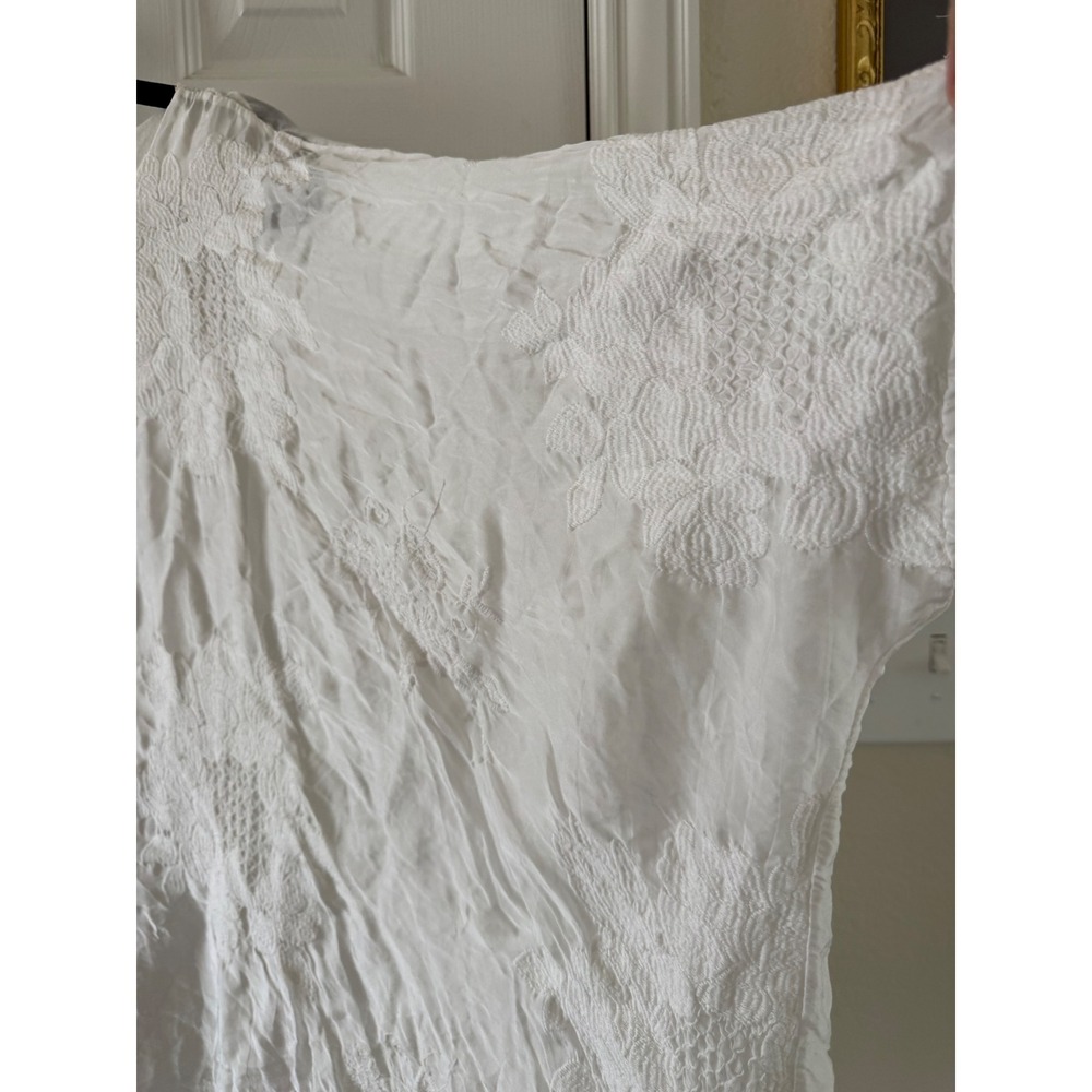 Made in Italy Silk Embroidered Dolman Sleeve Lagenlook Boho Blouse - Picture 5 of 7